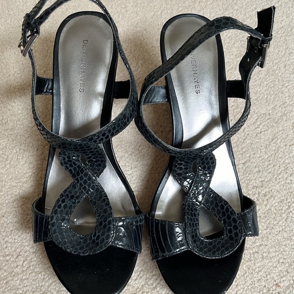 Denver Hayes cork platform black snakeskin-look sandals  Size US8 - Picture 4 of 8